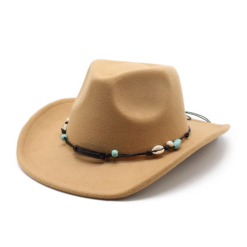 Western Cowboy Top Hat Rolled Brim Retro Riding Hat Men'S And Women'S Woolen Felt Hat Jazz Hat Sun Hat