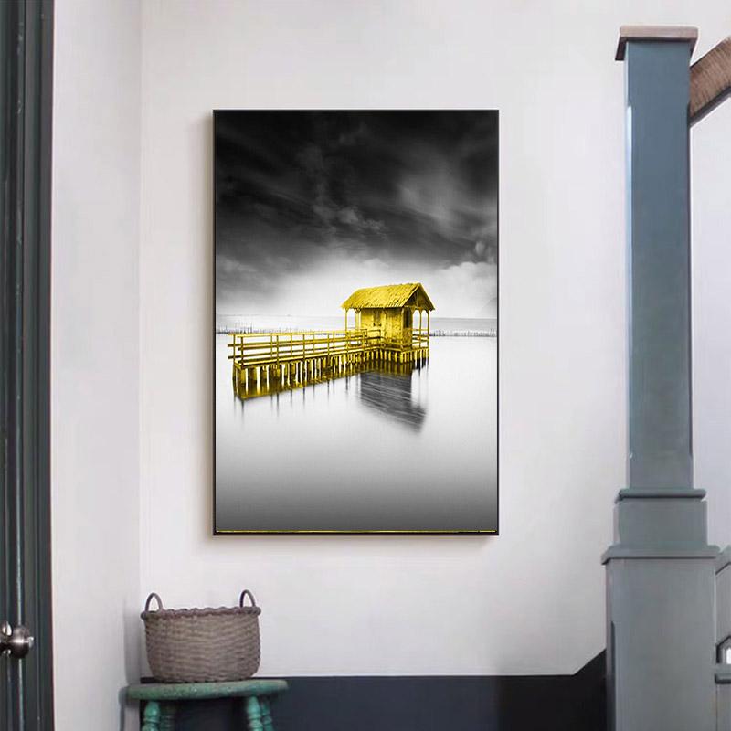 Скандинавские плакаты с изображением лодки и дерева, пейзаж, печать на холсте, картины с мостом через озеро, настенное искусство, современный домашний декор, фотографии для гостиной