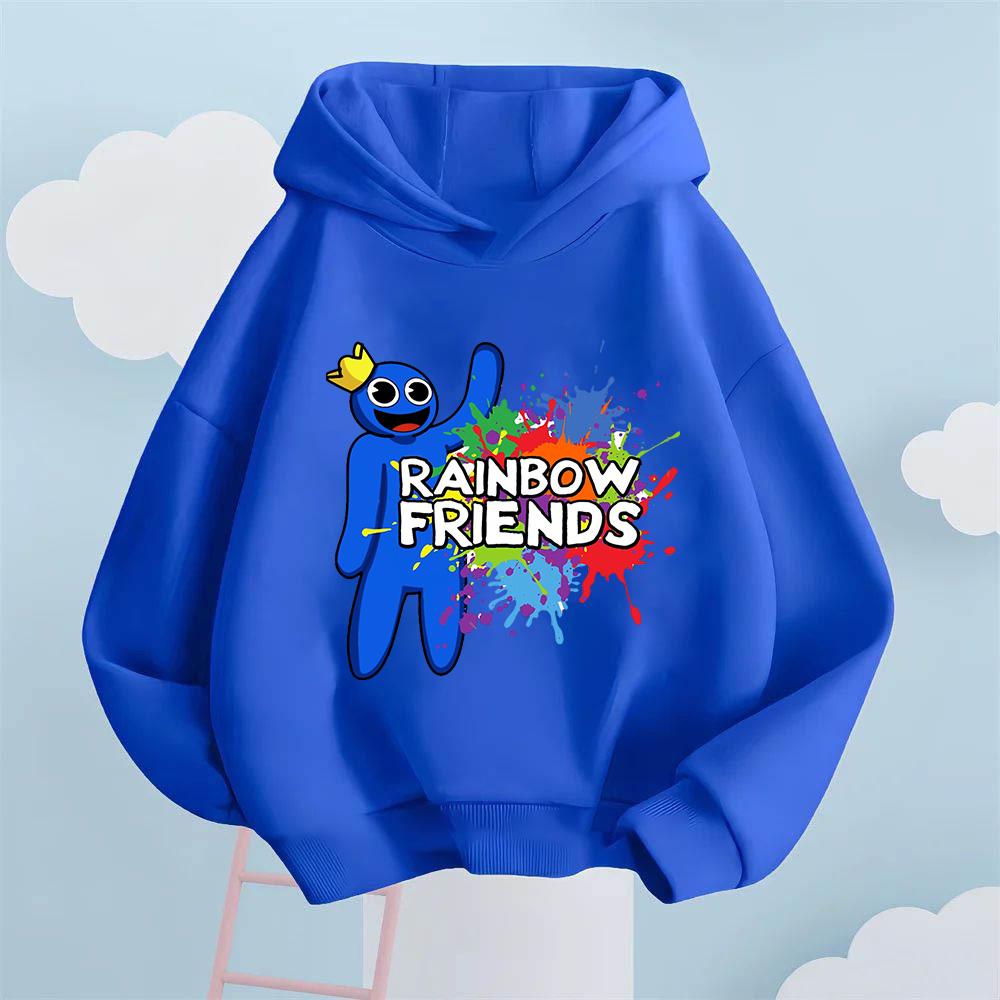 Полон детской радости! Детская толстовка с принтом милого персонажа Rainbow Friends Blue, Освещает красочное детство детей, Повседневный топ для девочек