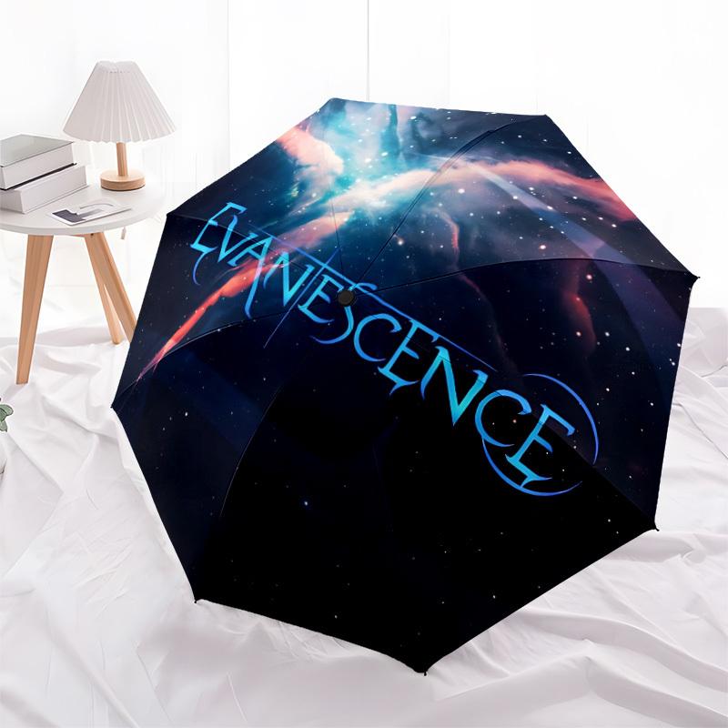 1 шт. Автоматический зонт Evanescence Music, 8 ребер, портативный складной, черный железный каркас, для улицы, пляжа, путешествий, пляжный зонт