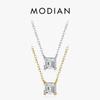 925 Sterling Silver Square Emerald Cut Clear CZ Classic Necklace Pendant For Women Wedding Charm Fine Jewelry