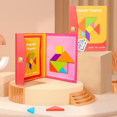 Популярные магнитные головоломки 3D геометрические фигуры Танграм доска Детские игры Монтессори для детей Развивающие деревянные игрушки