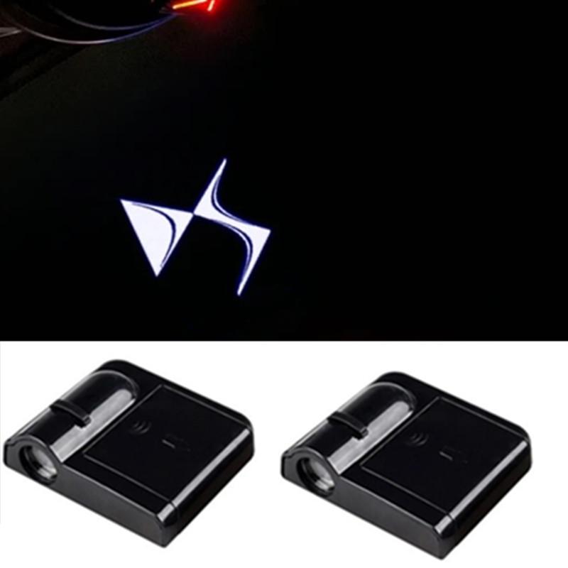 2Pcs LED Logo Car Door Light For Citroen DS DS3 2015-2024 Projector Emblem Sticker Accessories