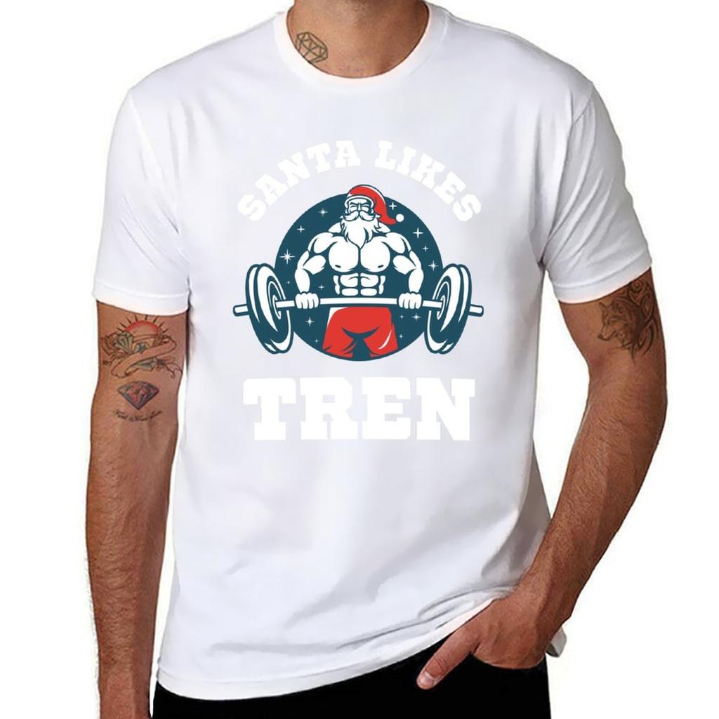 Santa Likes Tren Tshirt Sports Casual Short Sleeve Cotton Tee