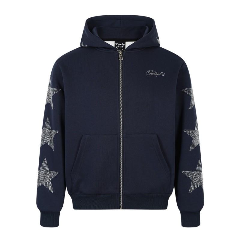 American Vintage Retro Zip Up Hoodie Loose Fit Long Sleeve Sweatshirt Men Women Casual Streetwear