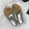 Fashion Korean Version Diamond Flat Bottom Comfortable Slippers Women 2024new Fashion Casual Simple All-match Shoes for Women Summertime
