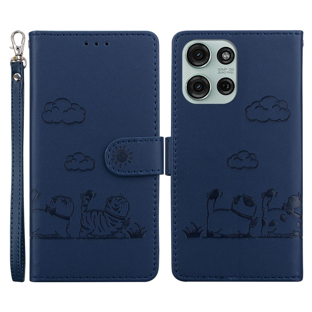 For Motorola Moto G75 5G Case RFID Blocking Kitten Pattern TPU+PU Leather Phone Cover