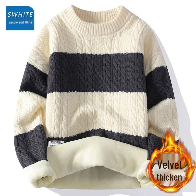 Men's Contrast Stripe Knit Pullover Sweater