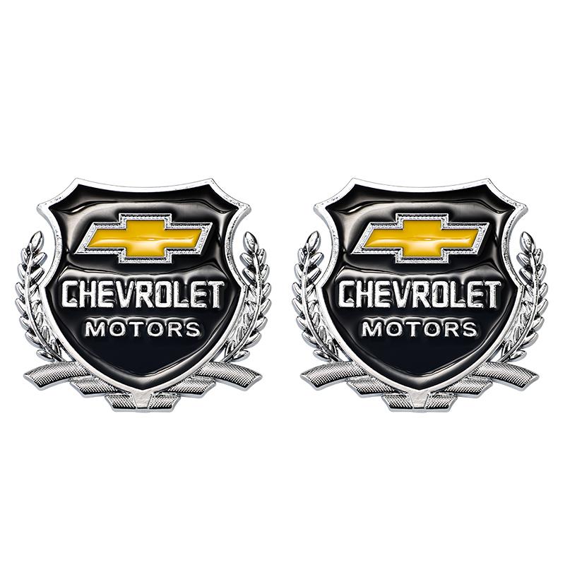 AABHM1 2Pcs Car Logo Metal Sticker Window Trunk Emblem Accessories For Chevrolet Corvette Montana TrailBlazer Silverado Traverse Camaro
