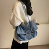 Джинсовая женская сумка-тоут на цепочке через плечо большой вместимости