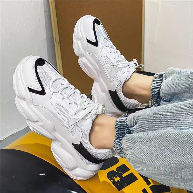 Summer Breathable Men's Shoes New Spring Sports White Shoes Mesh Casual Outdoor Little White Dad Mesh Shoes Platform Trendy Shoes