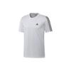 Pure Color Striped Logo Print Short Sleeve T-Shirt Men Tops White GK9431