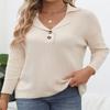 Осенне-зимний женский свитер с однотонными пуговицами и V-образным вырезом, трикотаж для женщин