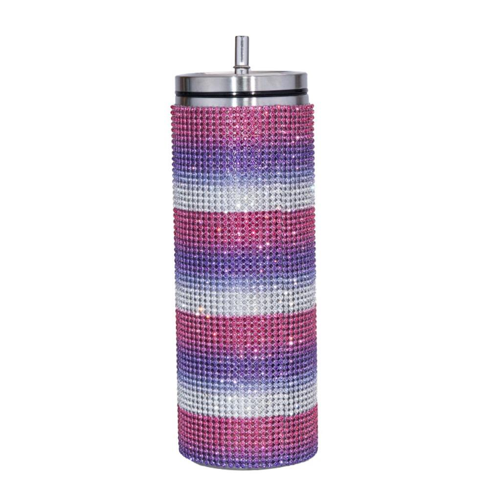 Bling Rhinestone Thermos Bottles Leopard Print Stainless Steel Water Bottle  Outdoor Activities