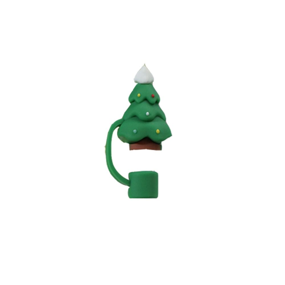 Cute Christmas Soft Drinking Straw Cap Dustproof Cover Silicone Straw Sleeve Dustproof Cap Straw Toppers Spill Proof Stopper