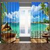 Modern Palm Beach Scenery Natural Landscape Seaside Blue Tree Free Thin Window Drapes Curtain for Bedroom Living Room Home Decor