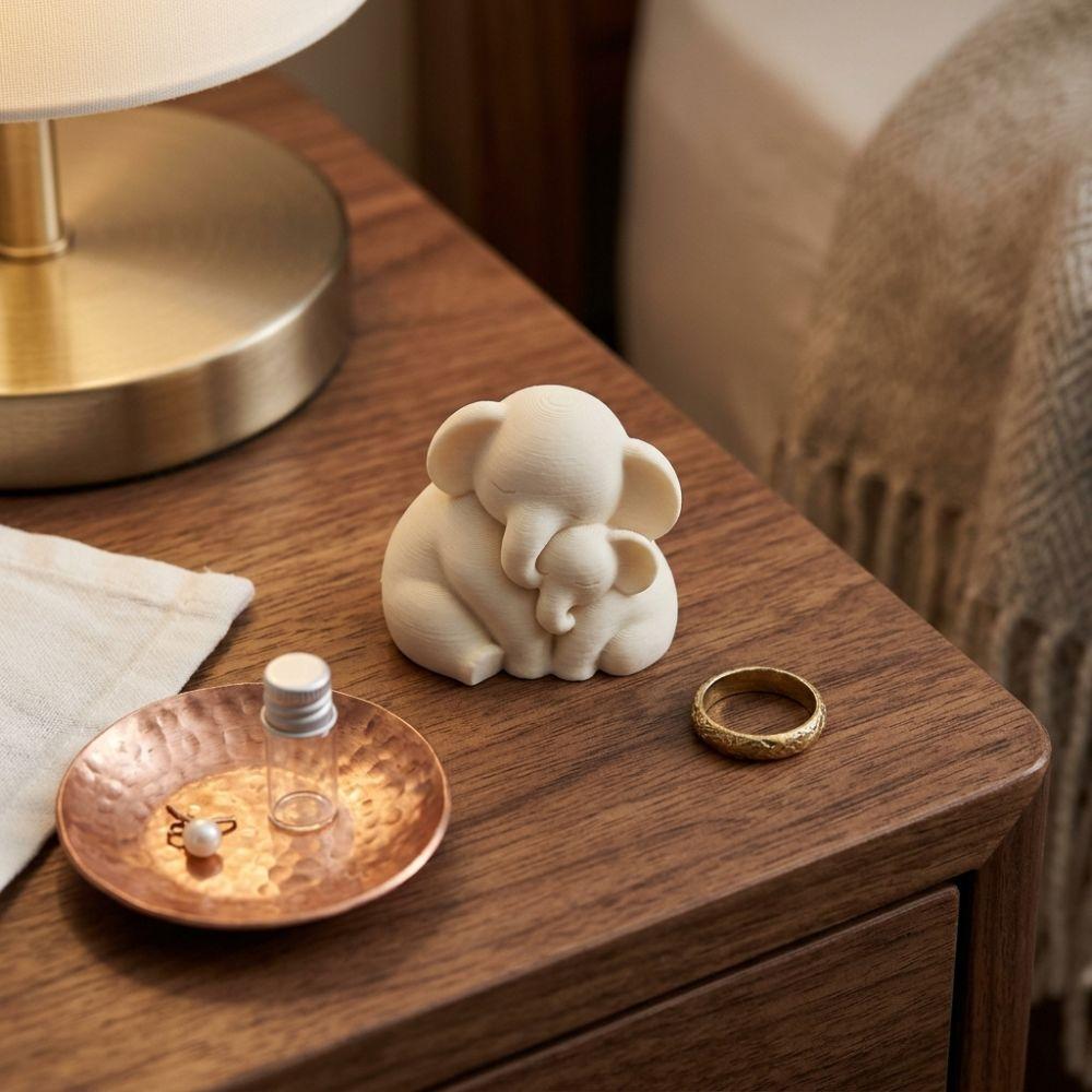 3D Printed Sitting Elephant Figurine Minimalist Warm Elephant Ornament Mother's Day Gifts