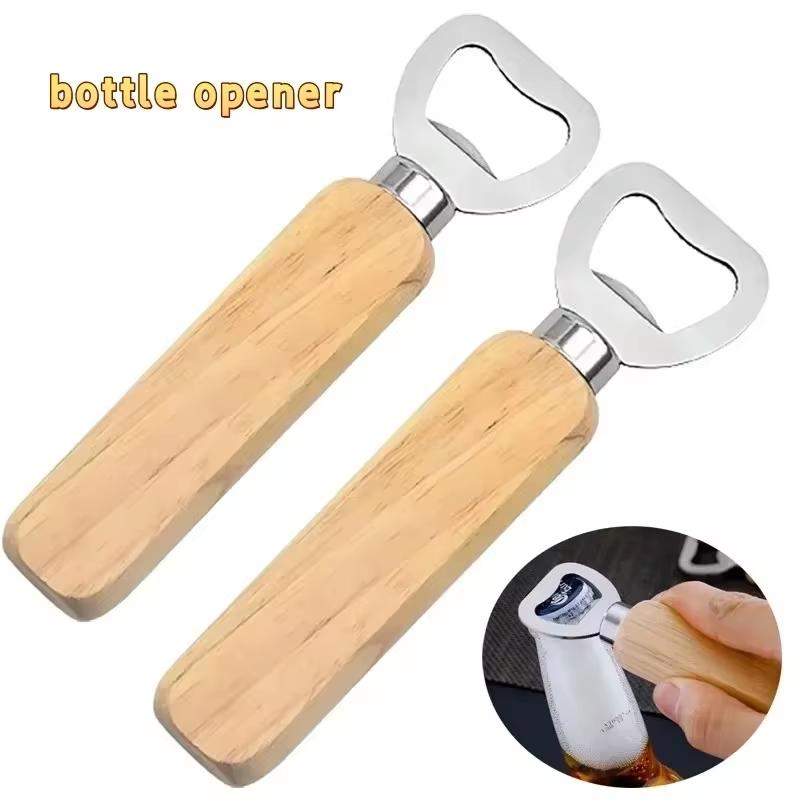 1Pc Beer Bottle Opener Solid Wood Handle Stainless Steel Bottle Opener Creative Bottle Opener For Household Use 6