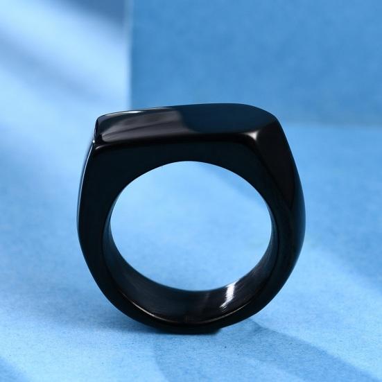 Retro Ring Pure Color Polished Titanium Steel Flat Surface Simple Style Luster Multi Sizes Anti-Rust Lightweight Finger Jewelry