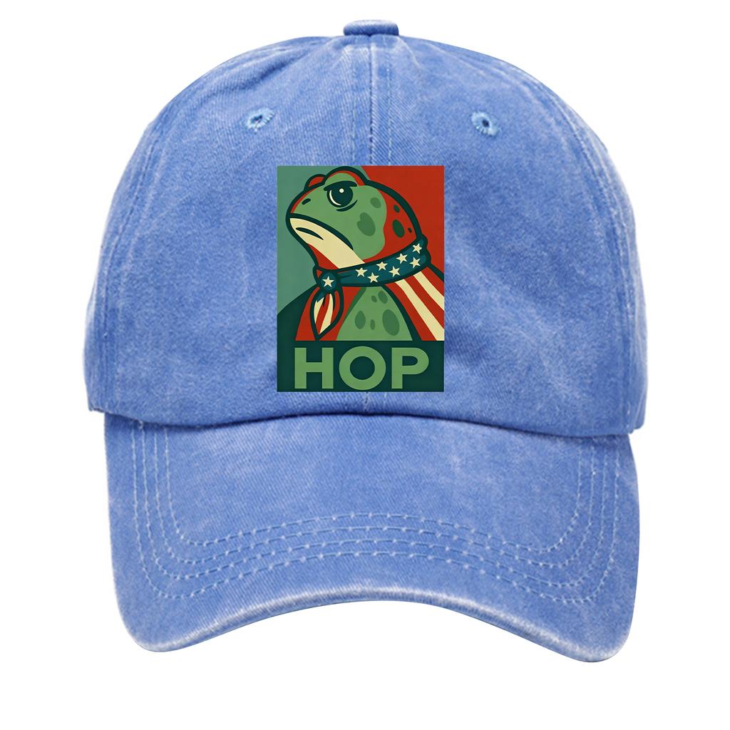 Men's Washed Cotton Baseball Cap With Printed Distressed Soft Top Denim Hat, Vintage Hat