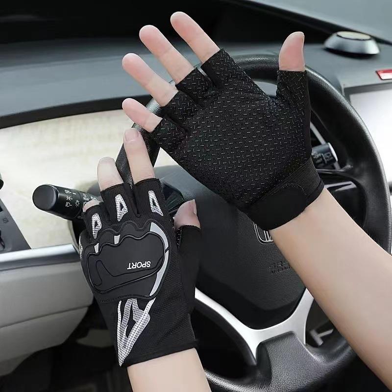 Велоперчатки с полупальцами мужские весенне-летние тонкие дышащие нескользящие и противоударные мотоциклетные перчатки для вождения с открытыми пальцами и полными пальцами