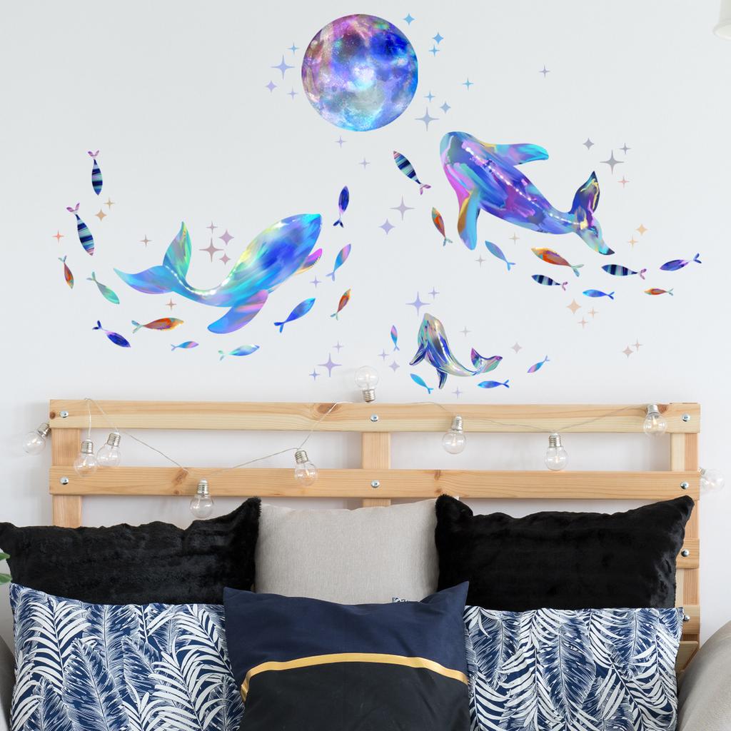 Colorful Flower Pendant Lamp Bird Wall Sticker For Bedroom Living Room Entrance Home Background Decoration Self-adhesive 29*22CM