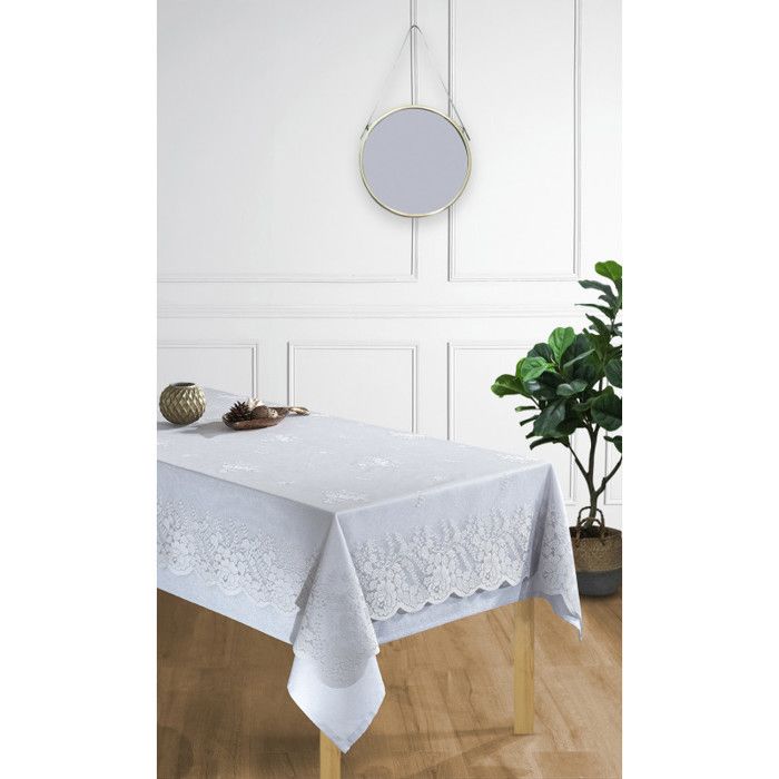 A Surprise Hides Behind This Offer Stain-resistant Tablecloth All Sizes - Tablecloth + Overlay Grey - Square Tablecloth 150 X 150 Cm +