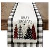 Клетчатая скатерть-дорожка на стол 'Веселая рождественская елка' для кухни, столовой, украшение