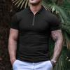 Muscleguys Мужская быстросохнущая футболка-поло с коротким рукавом Однотонная Компрессионная Облегающая Спортивная одежда Зал Фитнес Тренировочные Поло Тренировочные Рубашки для Упражнений