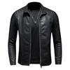 Spring  New  Men's  Leather Jacket  With Stand Collar
