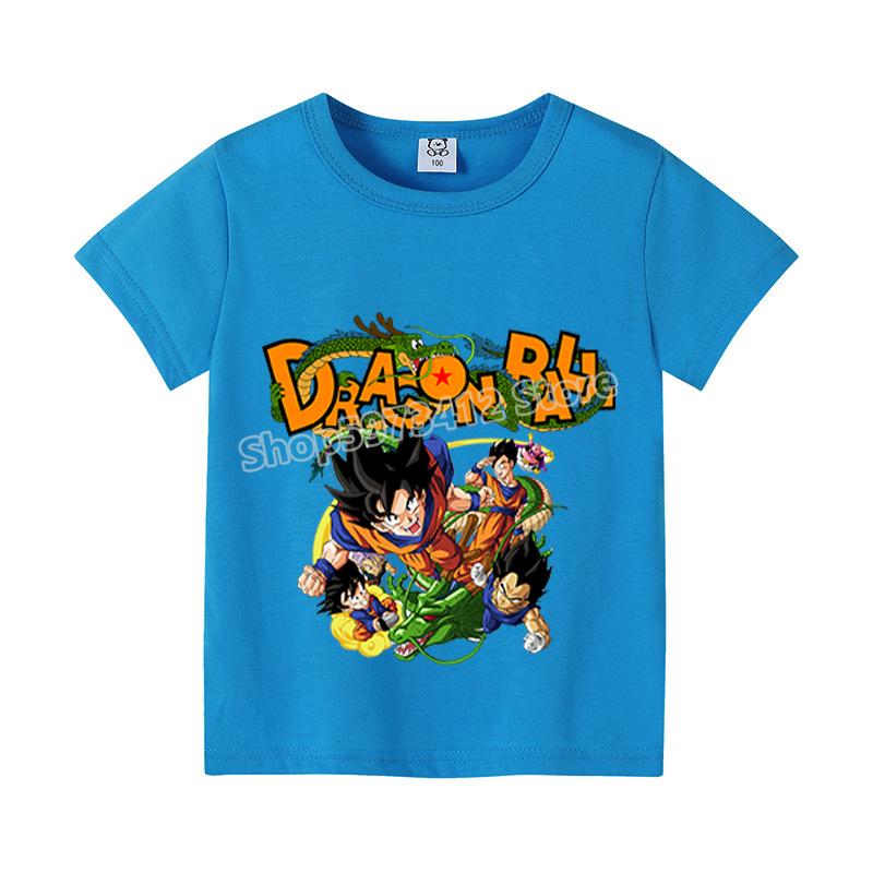 Футболка Dragon Ball Z с Гоку Мультяшные Аниме Фигурки Короткий Рукав Повседневная Детская Футболка Y2K Круглый Вырез Топ Мальчик Лето Детская Одежда Подарок