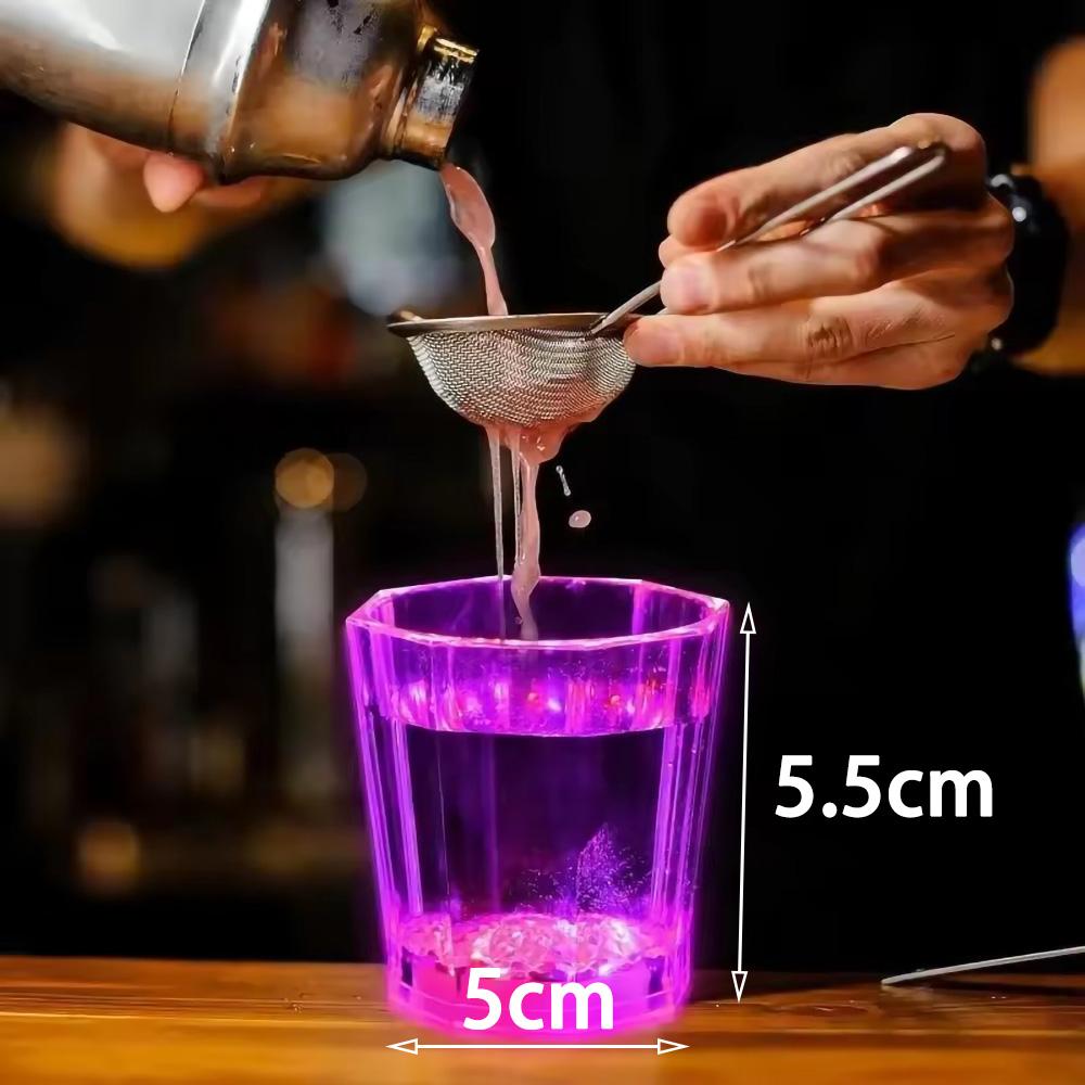 12/24pcs Mini LED Flashing Plastic Beverage Wine Drink Cup Home Bar Decorative Party Club Mug Color Flashing Light Whisky Mug Dr