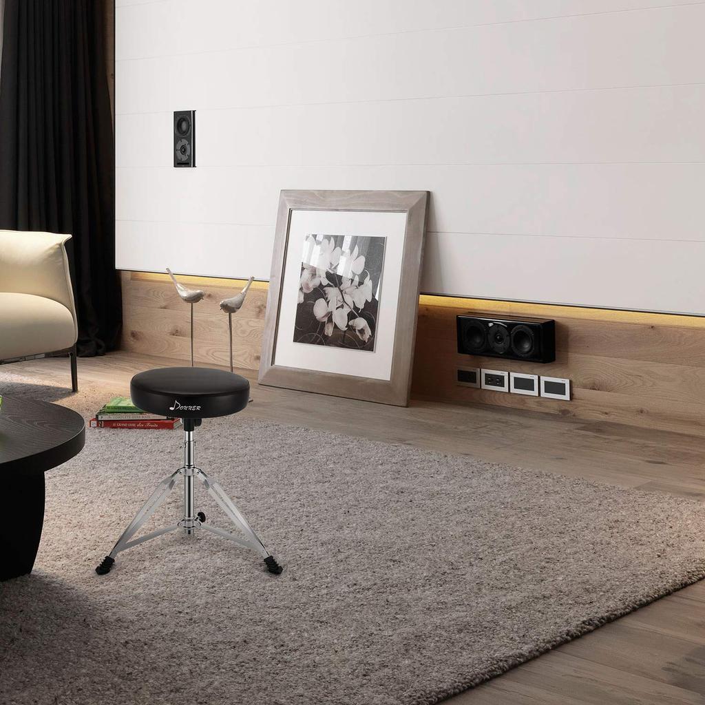 Donner Drum Throne Height Adjustable Drum Stool Folding Drum Chair Made of Maple with Drum Sticks 48~58cm