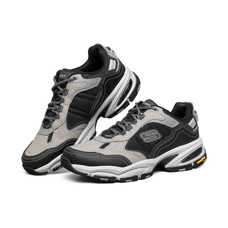 Skechers Vigor 3.0 Мужские Серые Черные Низкие Папины Кроссовки 237145-GYBK