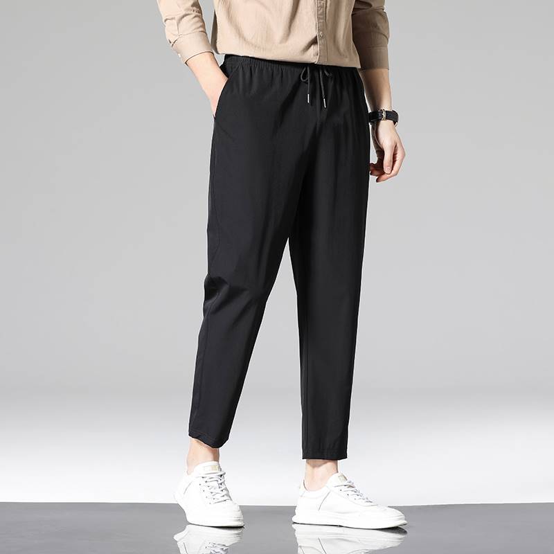 Мужские летние универсальные повседневные брюки Ice Silk, тонкие спортивные брюки, прямые брюки Nine Points для мужчин