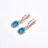 Elegant Champagne Gold Blue White Zircon Geometry Drop Earrings For Women