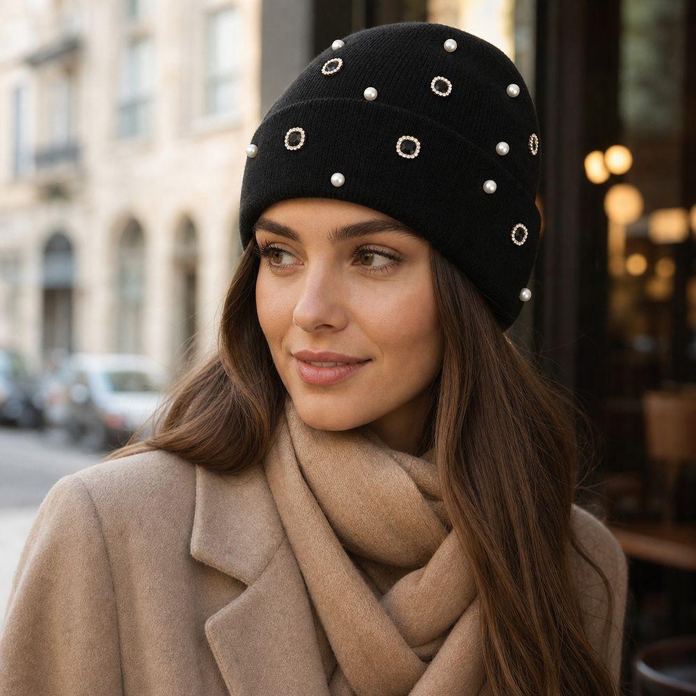 Brimless Style Knitted Beanie Hat Knitted Texture Brimless Skull Cap Fashion Cold Cap  Women