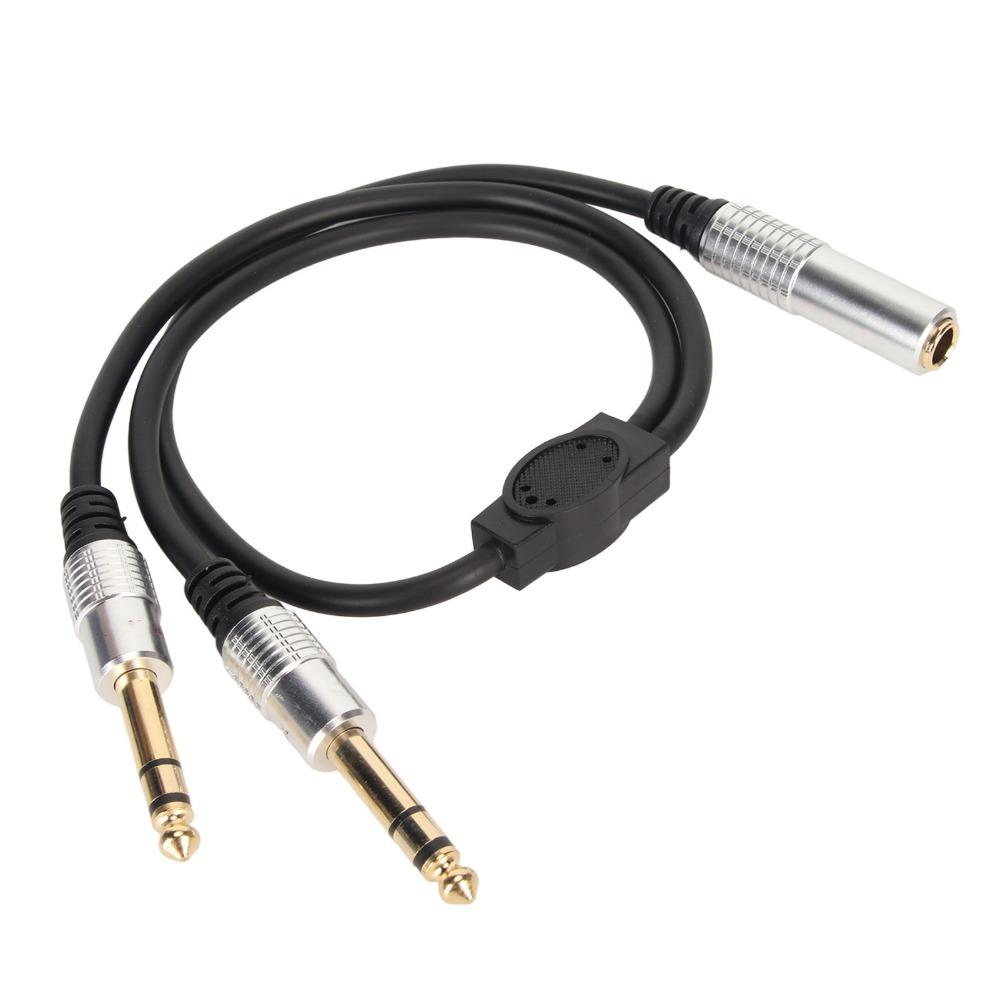 1.6ft 6.35mm Female to 2 Male Cable Plug and Play Speaker Y Extension Cable Audio Equipment