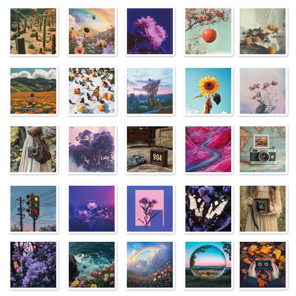 50 Летние Маленькие Прозрачные Пейзажные Картинки Граффити Креативные Наклейки Сделай Сам Багаж Автомобиль Декоративные Наклейки