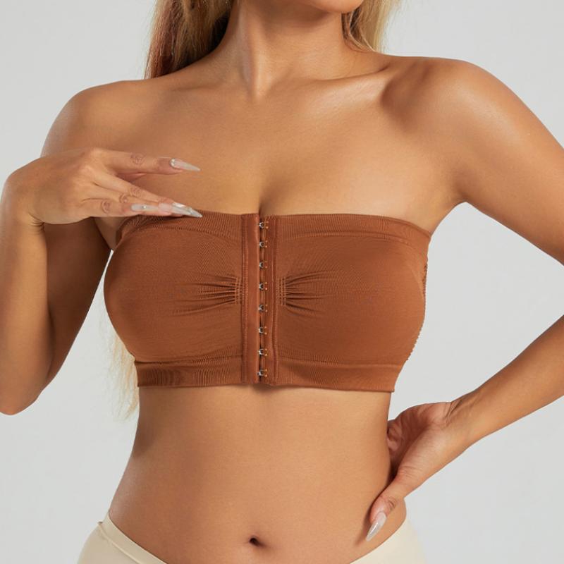 Женский невидимый бюстгальтер с пряжкой спереди, европейский большой размер, нижнее белье пуш-ап, летний топ-труба с запахом на груди L-6XL