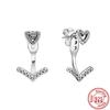 Authentic S925 Sterling Silver Earring Flower Tree Heart Stars Moon Sparkling Pavé Stud Earrings Women Fashion DIY Charms Jewelry