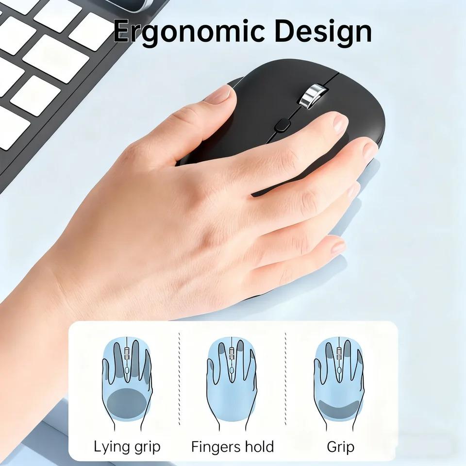 Беспроводная мышь Мышь с поддержкой Bluetooth 2.4G Двойные режимы Эргономичные компьютерные мыши для ноутбука iPad Планшетного ПК Офисная игровая мышь