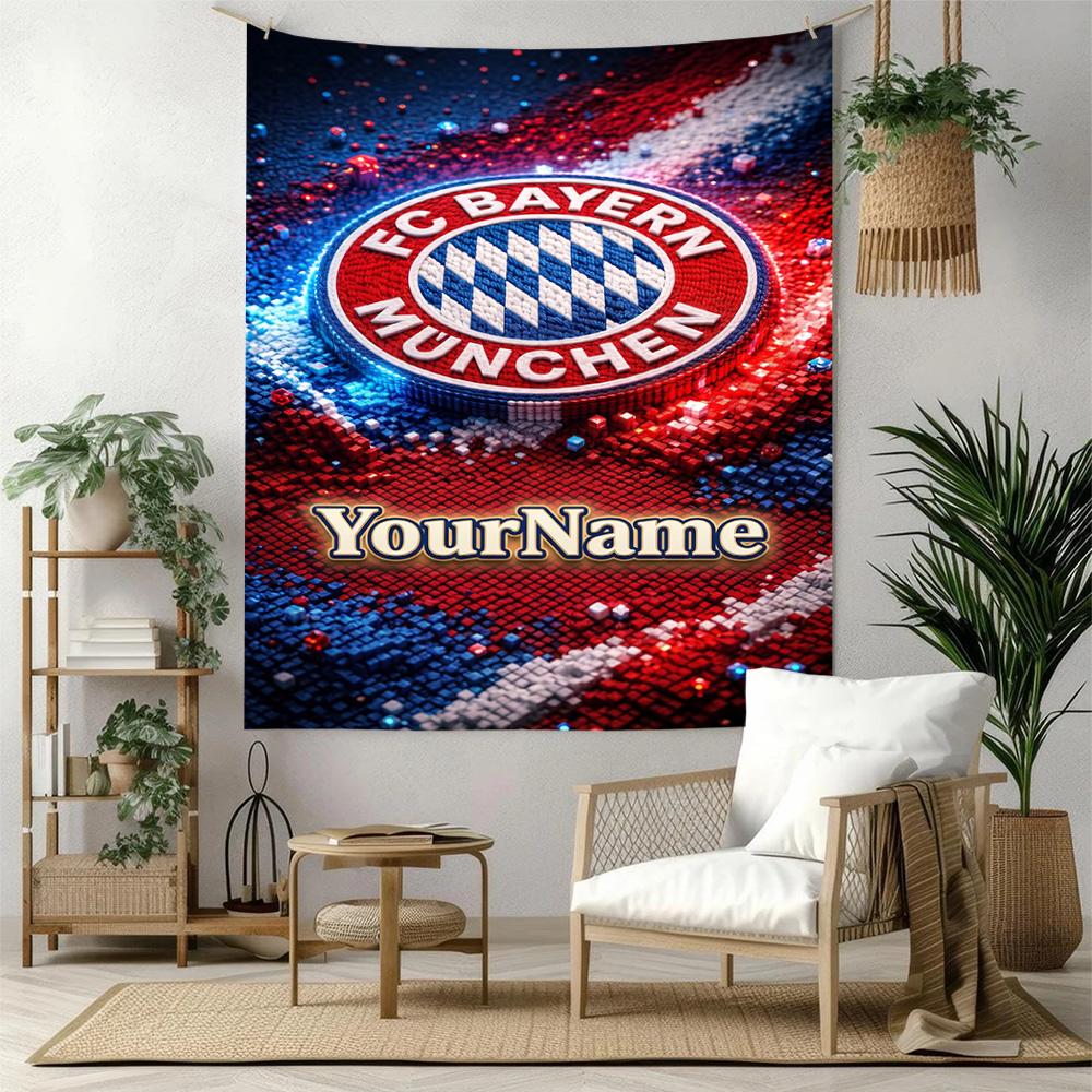 Fc Bayern Mnchen Custom Your Name Wall Decor Tapestry Art For Pet Memorial Birthdaywedding Party Backdrop Family Gift