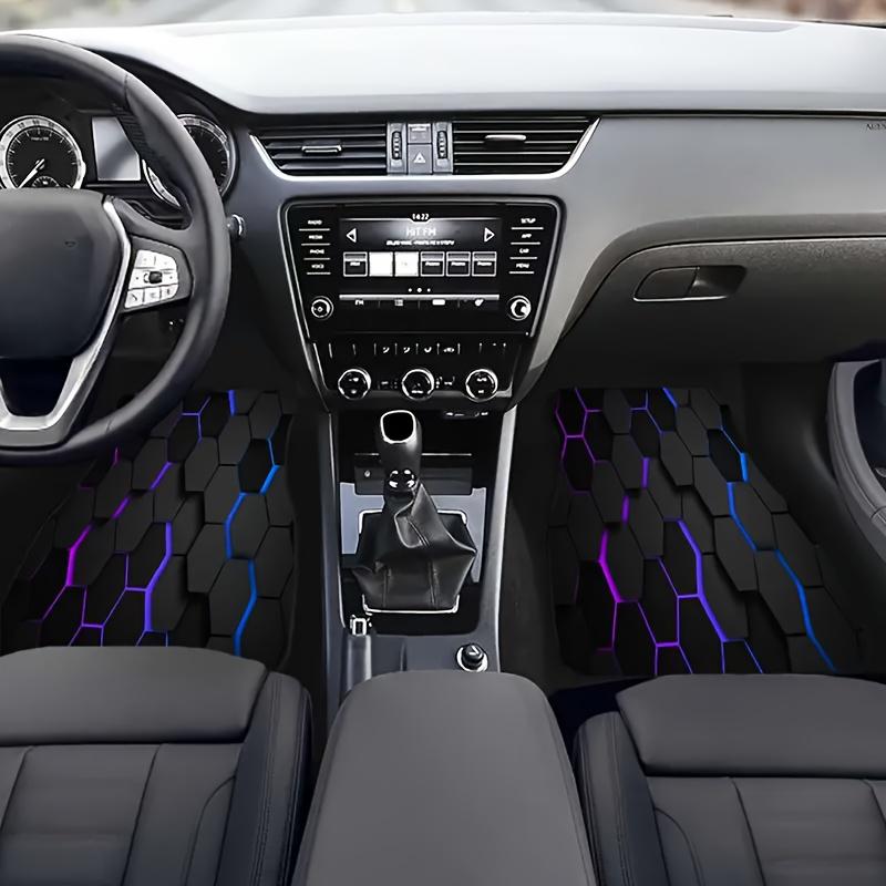 4pcs Abstract Purple Hexagon Pattern Car Mats, Universal Fit, Easy to Clean, Suitable for All Models Interior Accessories, Suitable for Sedan and SUV