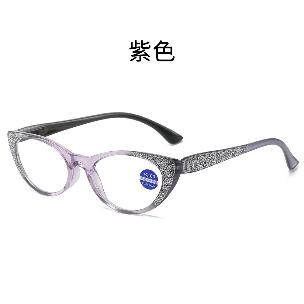 Очки для чтения «кошачий глаз» с защитой от синего света для пожилых людей, очки для чтения с бриллиантами, женские весенние зеркала для чтения с высоким разрешением