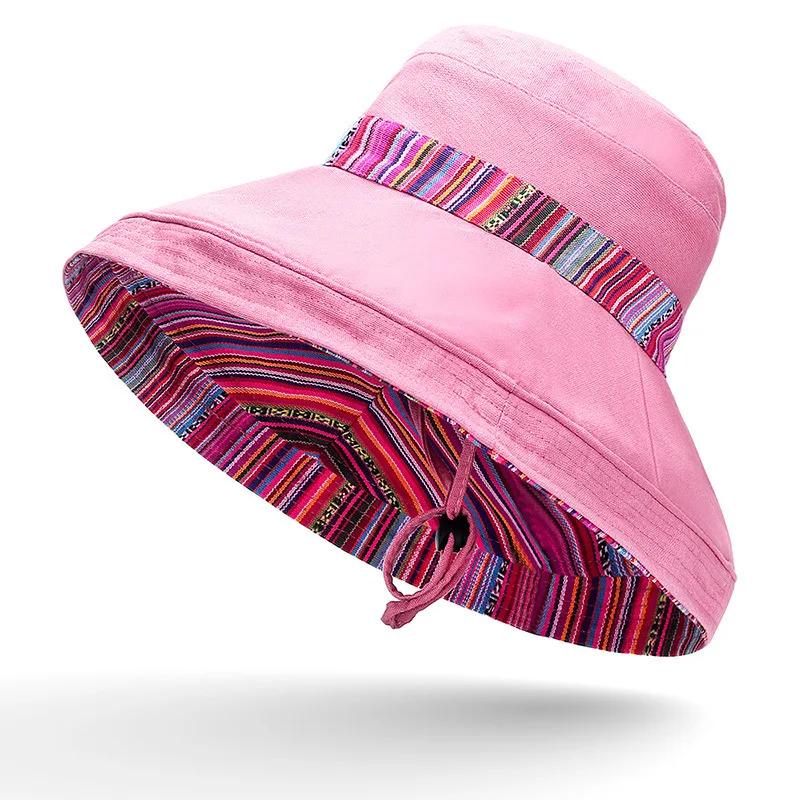 New Unisex Sun Hats Women Summer Double Side Bucket Hat Girl Pure Color Panama Fedoras Outdoor Fisherman Hat Visor Basin Cap