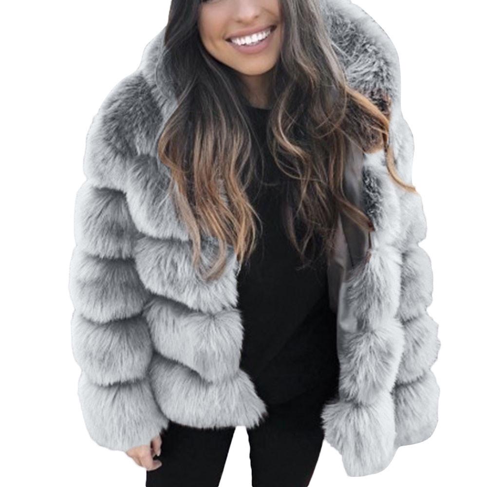 Women Faux Mink Winter Hooded New Faux Jacket Warm Thick Outerwear Jacket