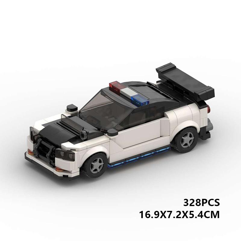 -176495 Строительный Блок Совместимый Креативный R34 Gtr Полицейская Машина Сборка Спортивная Машина Гонки Подарок Мелкие Детали