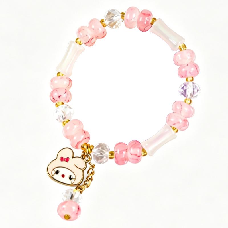 Colorful crystal orchid bead bracelet and bamboo joint bracelet accessory