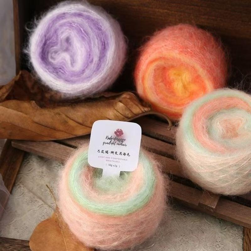 Пряжа из мохера с постепенным изменением цвета, 50 г, для ручного вязания, DIY, спицы для вязания и крючок, клубок шерсти, шитье
